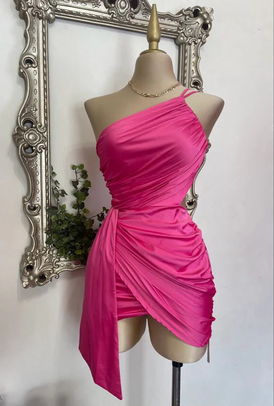 Luolandi Cute One Shoulder Prom Dress Charming Homecoming Dress Sweetheart Graduation Dress Simple Birthday Party Dress